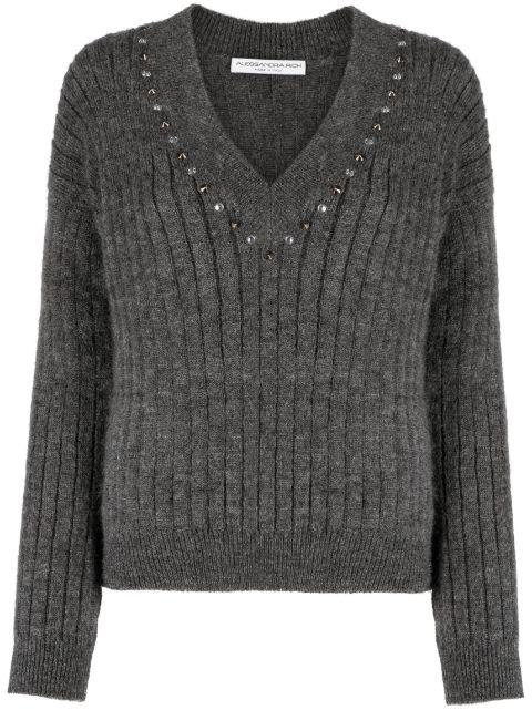 stud-embellished ribbed-knit jumper by ALESSANDRA RICH