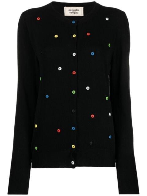 button-embellished wool-blend cardigan by ALESSANDRO ENRIQUEZ