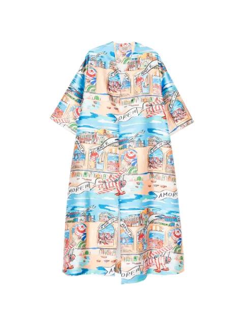 graphic-print wide-sleeve coat by ALESSANDRO ENRIQUEZ