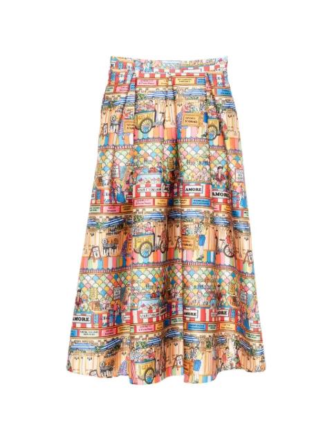 pleated printed midi skirt by ALESSANDRO ENRIQUEZ