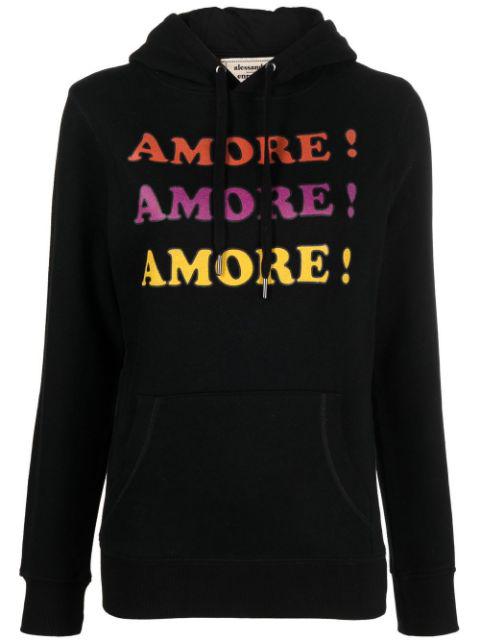 slogan-print drawstring hoodie by ALESSANDRO ENRIQUEZ