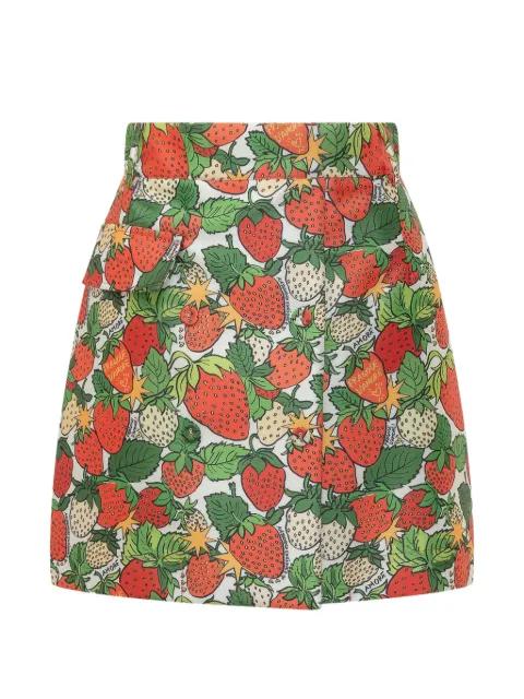 strawberry-print belted mini skirt by ALESSANDRO ENRIQUEZ