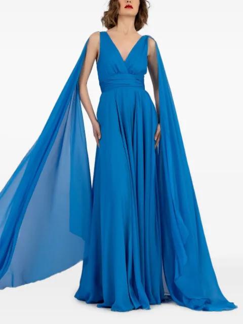 V-neck overlay maxi dress by ALESSANDRO LEGORA