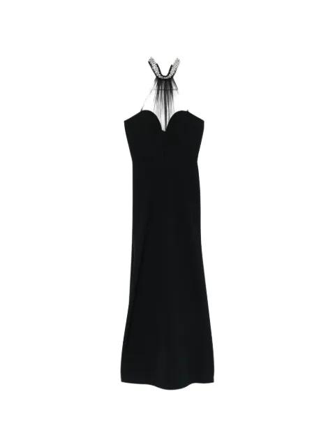embellished mesh-panel maxi dress by ALESSANDRO LEGORA