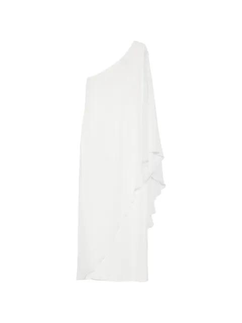 one-shoulder ruffled midi dress by ALESSANDRO LEGORA