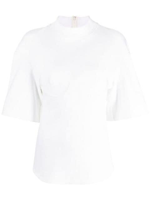 funnel-neck short-sleeve blouse by ALESSANDRO VIGILANTE