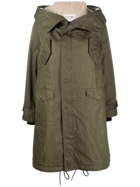 hoodied zip-up parka coat by ALESSIA SANTI