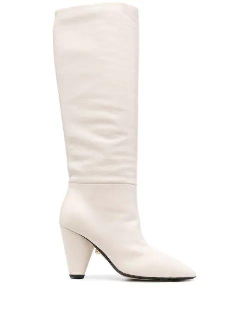 pointed-toe knee-length boots by ALEVI
