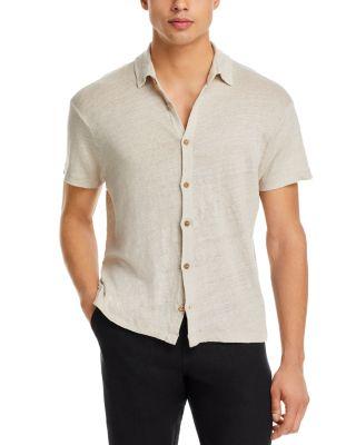 Ola Linen Knit Regular Fit Button Down Shirt by ALEX CRANE