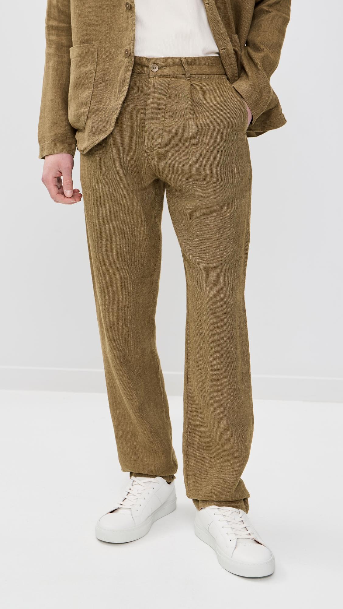 Pleated Linen Alta Trousers by ALEX CRANE