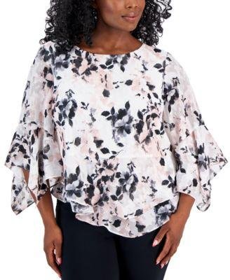 Plus Size Scoop-Neck Tiered Ruffled Blouse by ALEX EVENINGS