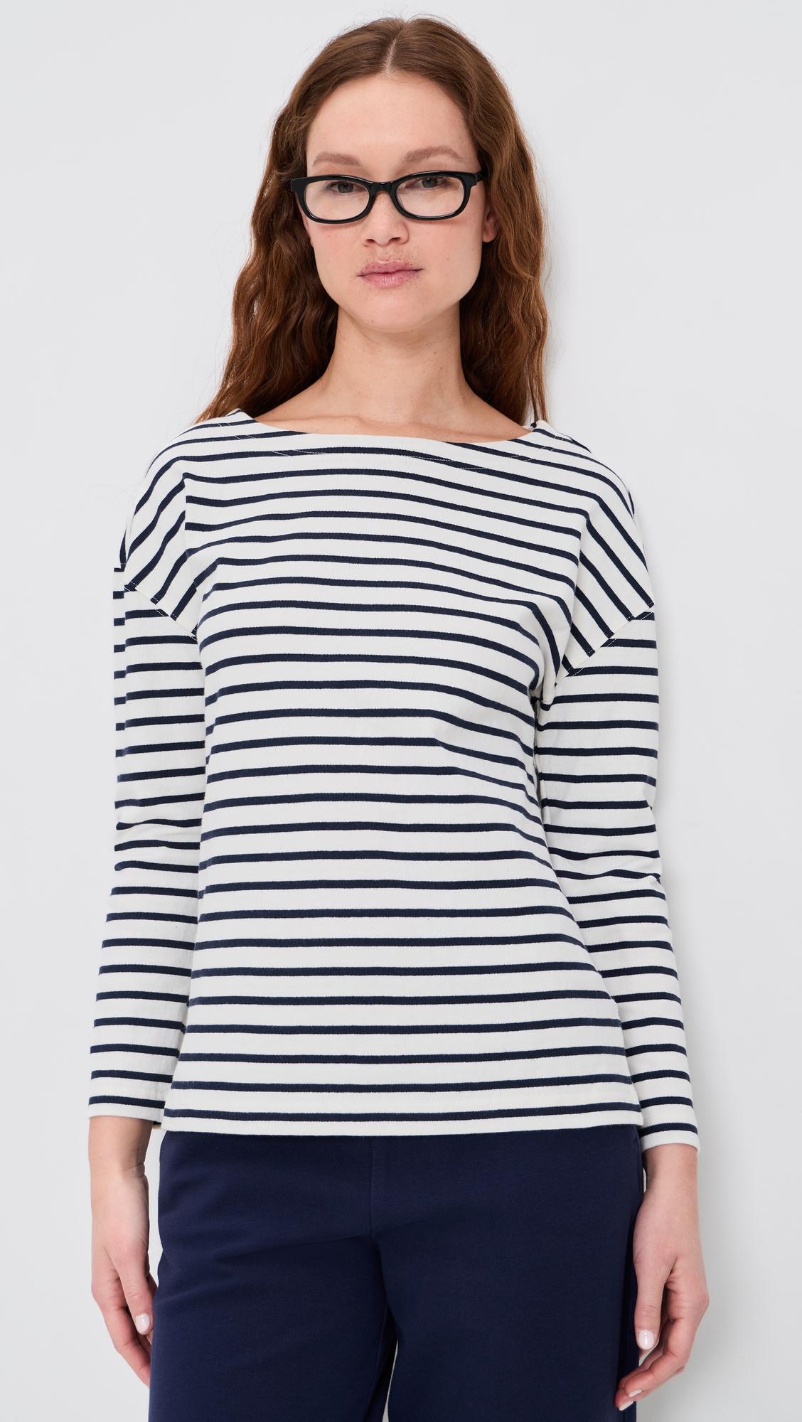 Avignon Boat Neck Striped Tee In Cotton by ALEX MILL
