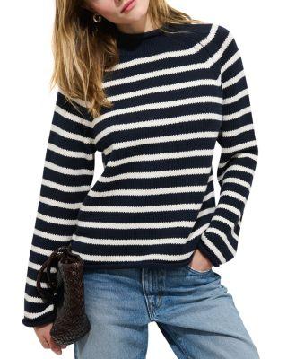 Eastport Striped Roll Neck Sweater by ALEX MILL