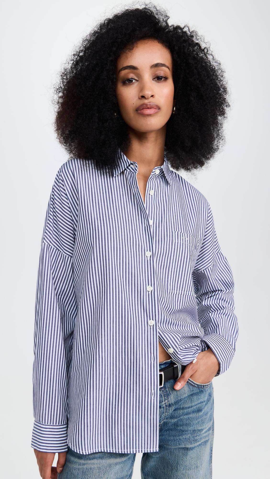 Jo Shirt in Striped Paper Poplin by ALEX MILL