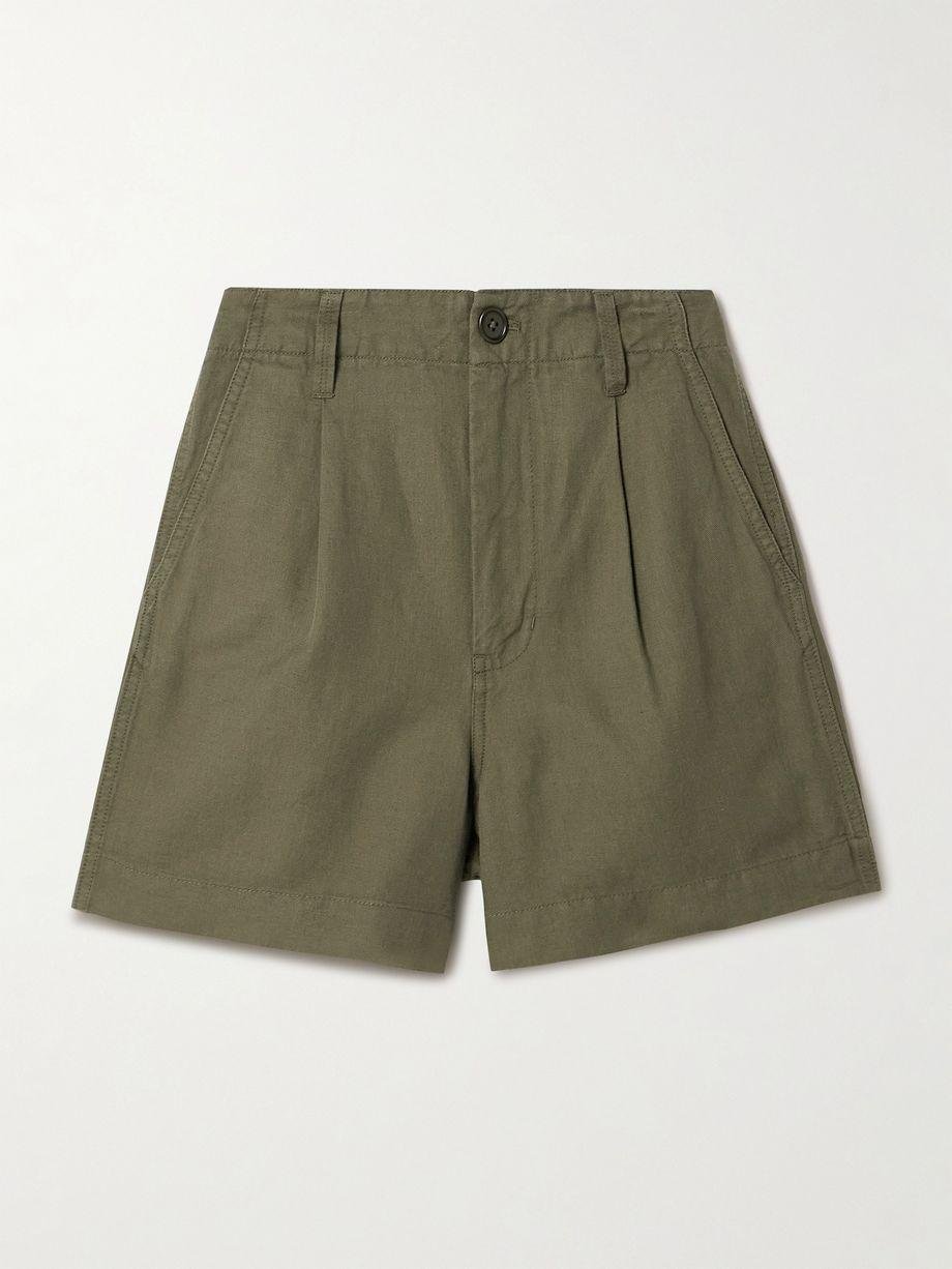 Pleated linen, TENCEL and cotton-blend twill shorts by ALEX MILL