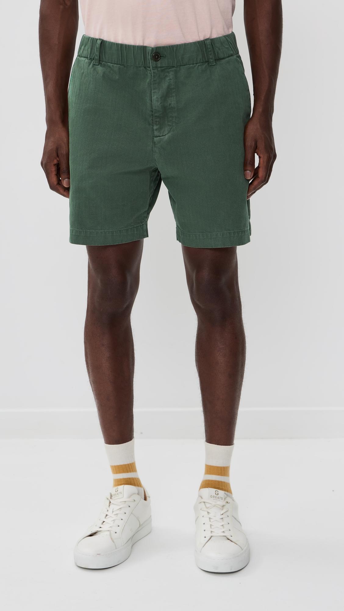 Pull On Shorts In Cotton Herringbone 7" by ALEX MILL