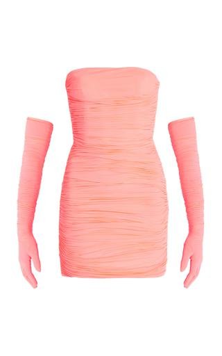 Alex Perry - Exclusive Riley Ruched Strapless Mini Dress w. Gloves - Pink - AU 10 - Moda Operandi by ALEX PERRY