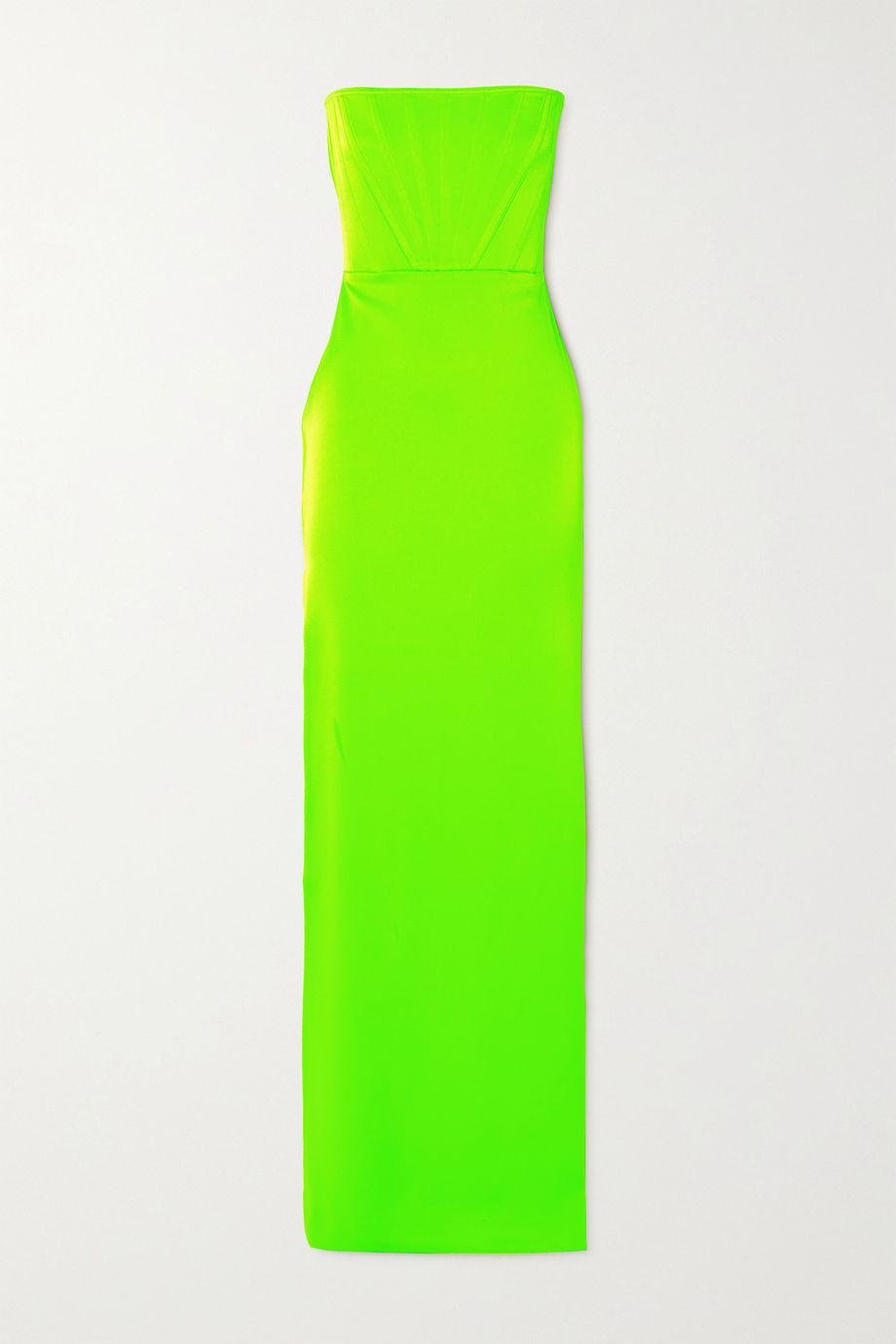 Benton strapless neon satin-crepe maxi dress by ALEX PERRY