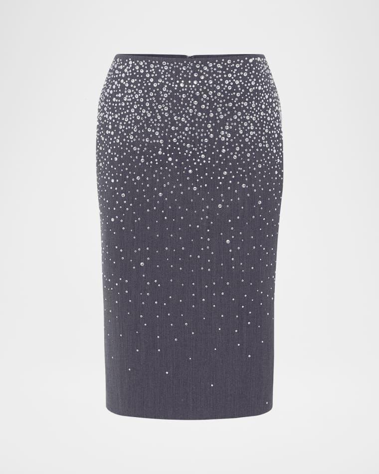 Crystal Suiting Pencil Skirt by ALEX PERRY