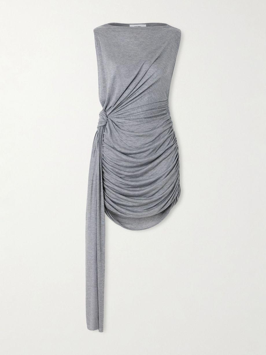 Knotted draped ruched jersey mini dress by ALEX PERRY
