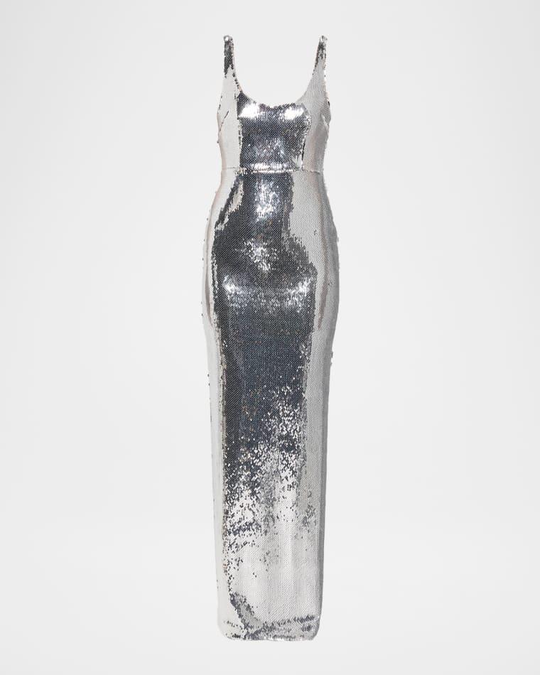 Sleeveless Sequined Column Singlet Gown by ALEX PERRY