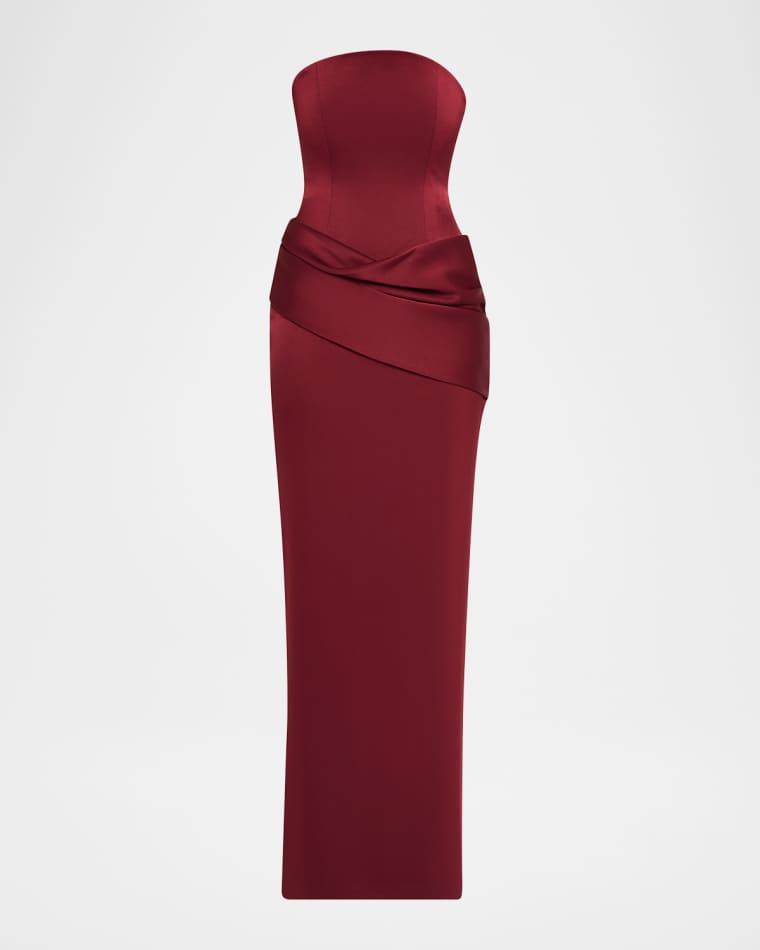 Strapless Corset Draped Column Gown by ALEX PERRY