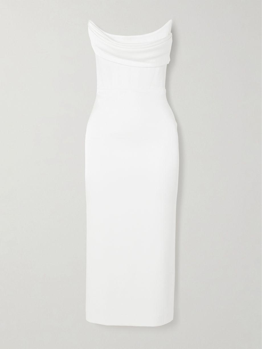 Strapless draped satin-crepe midi dress by ALEX PERRY