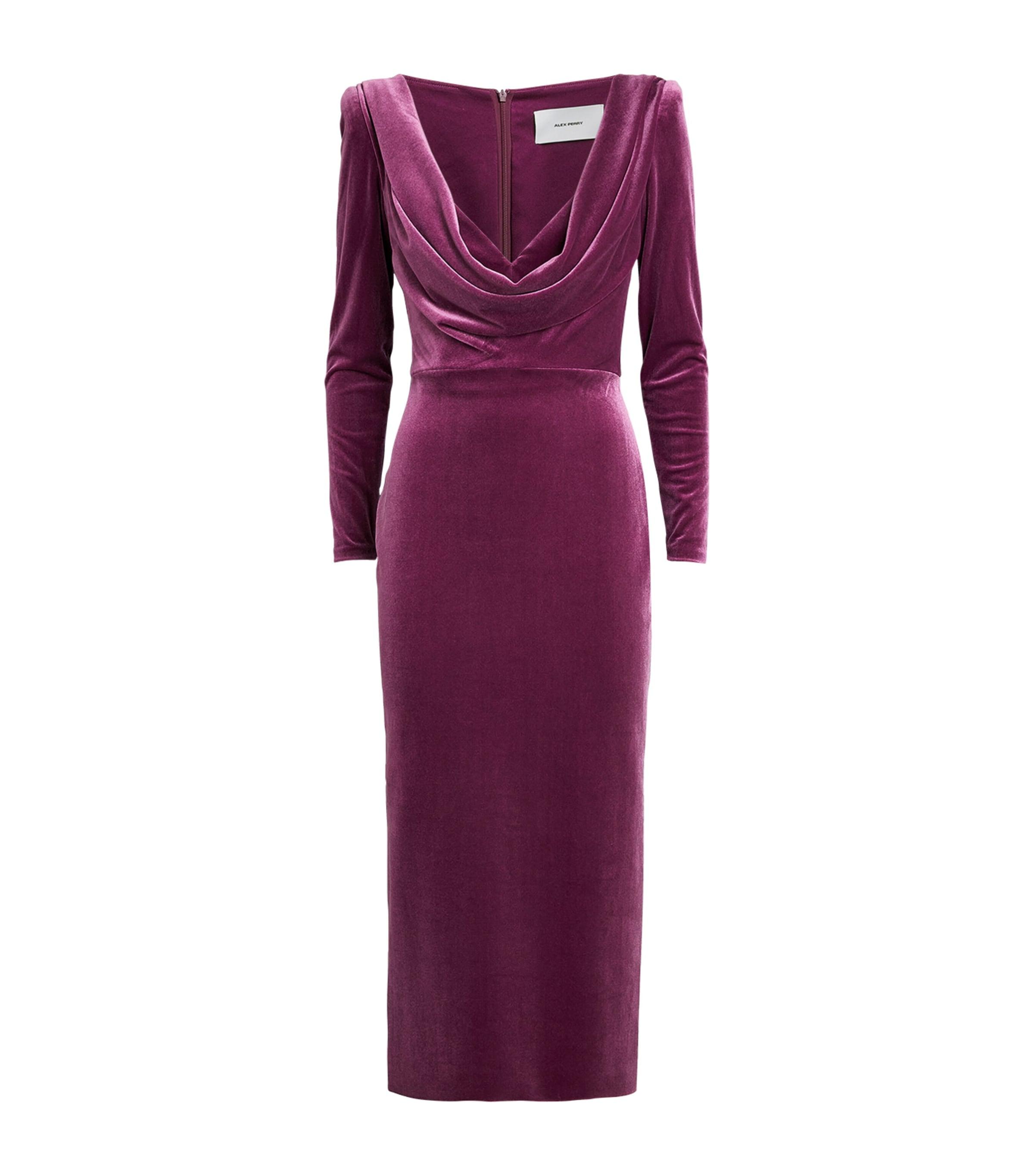 Velvet Draped Midi Dress by ALEX PERRY
