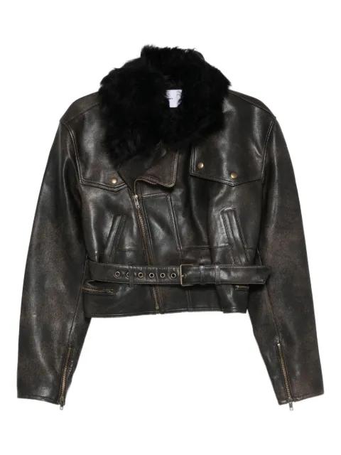 fur belted jacket by ALEX PERRY