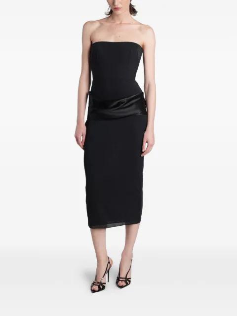 satin-trimmed strapless midi dress by ALEX PERRY