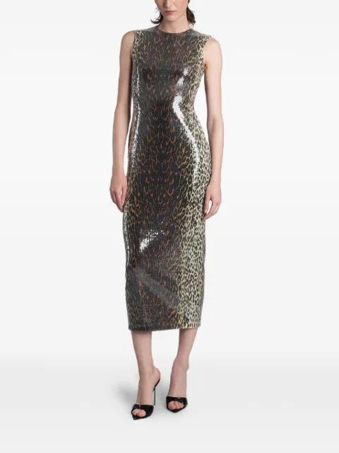 sequin-embellished leopard-print midi dress by ALEX PERRY