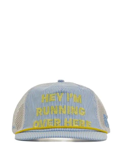 striped embroidered trucker hat by ALEX ZONO