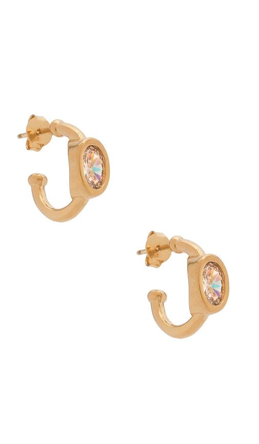 Alexa Leigh Bezel Oval Hoop Earrings in Metallic Gold by ALEXA LEIGH