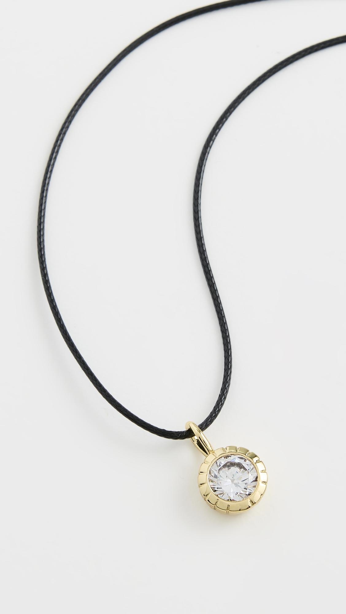 Round Bezel Leather Necklace by ALEXA LEIGH