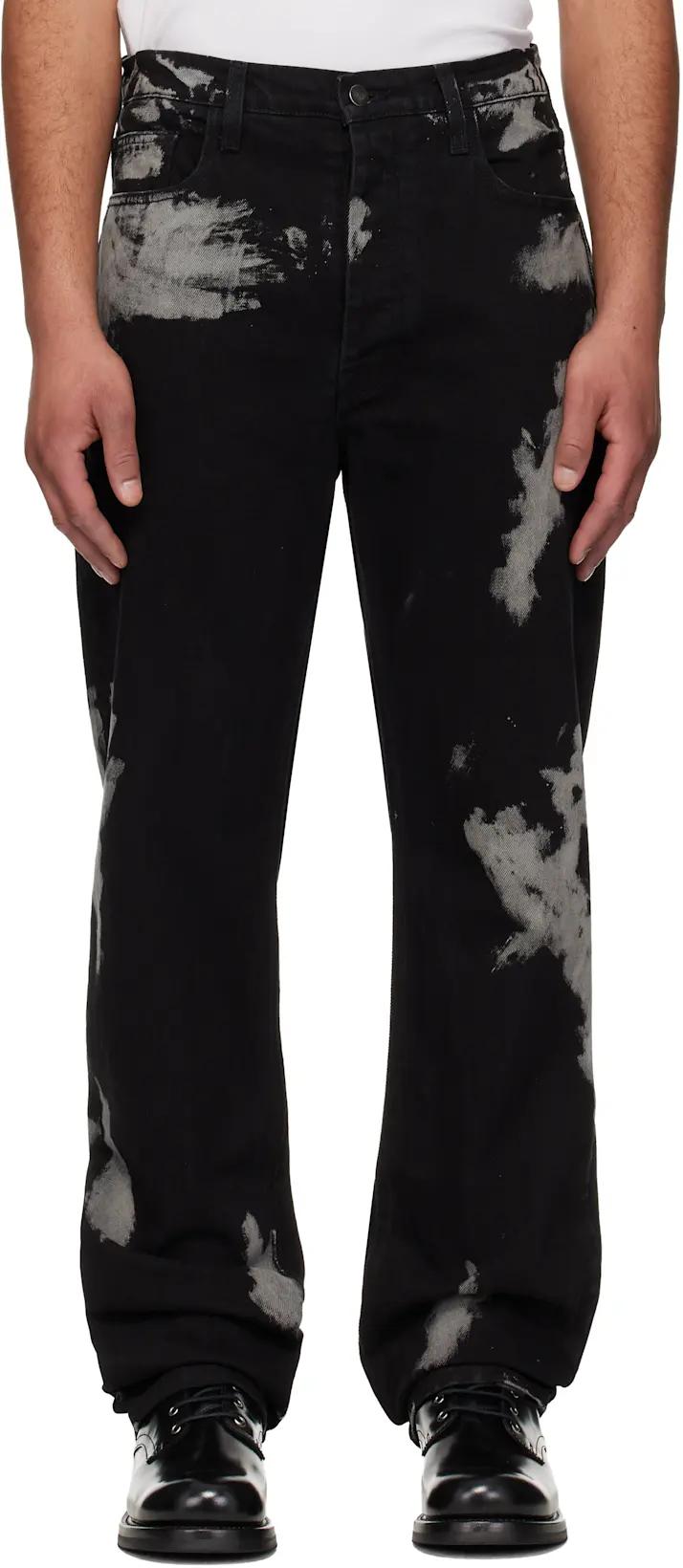Black Bleach Straight Leg Jeans by ALEXANDER DIGENOVA