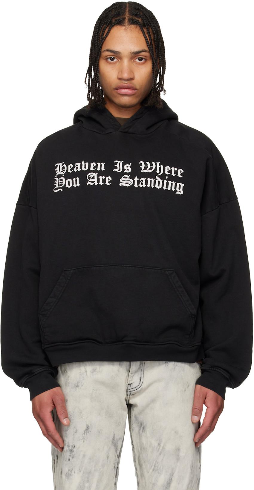 Black 'Heaven is Where' Hoodie by ALEXANDER DIGENOVA