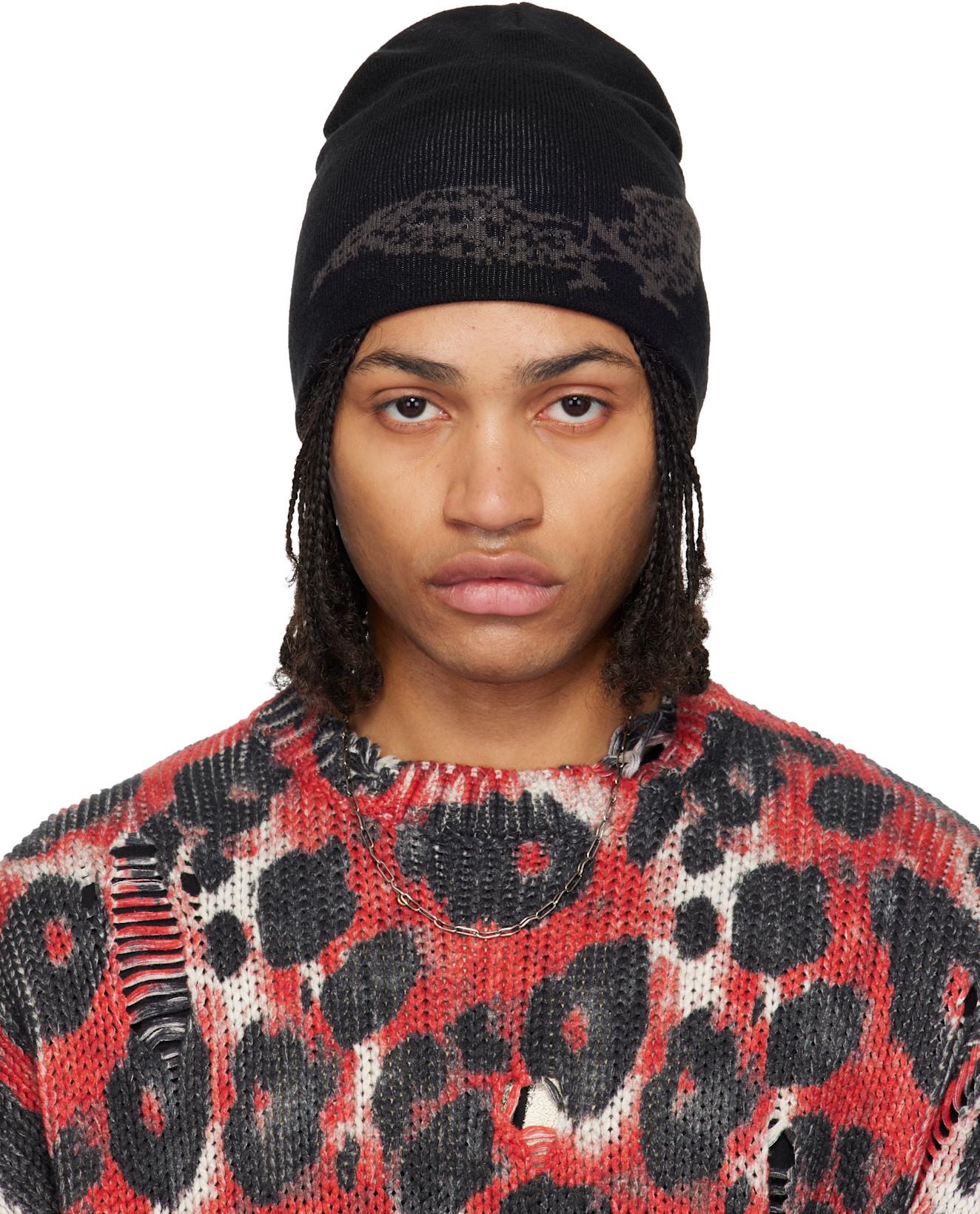 Black Logo Beanie by ALEXANDER DIGENOVA