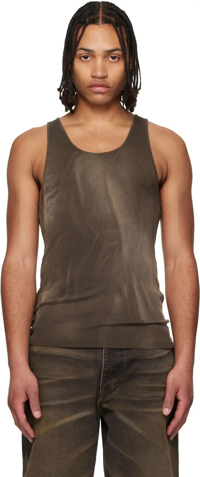 Brown Faded Tank Top by ALEXANDER DIGENOVA