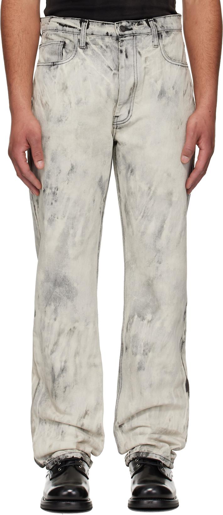 Gray Bleach Straight Leg Jeans by ALEXANDER DIGENOVA