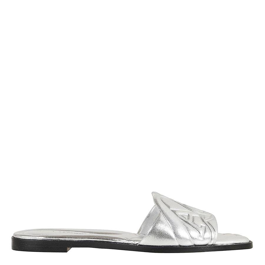 Alexander McQueen Embossed Seal Leather Slides by ALEXANDER MCQUEEN