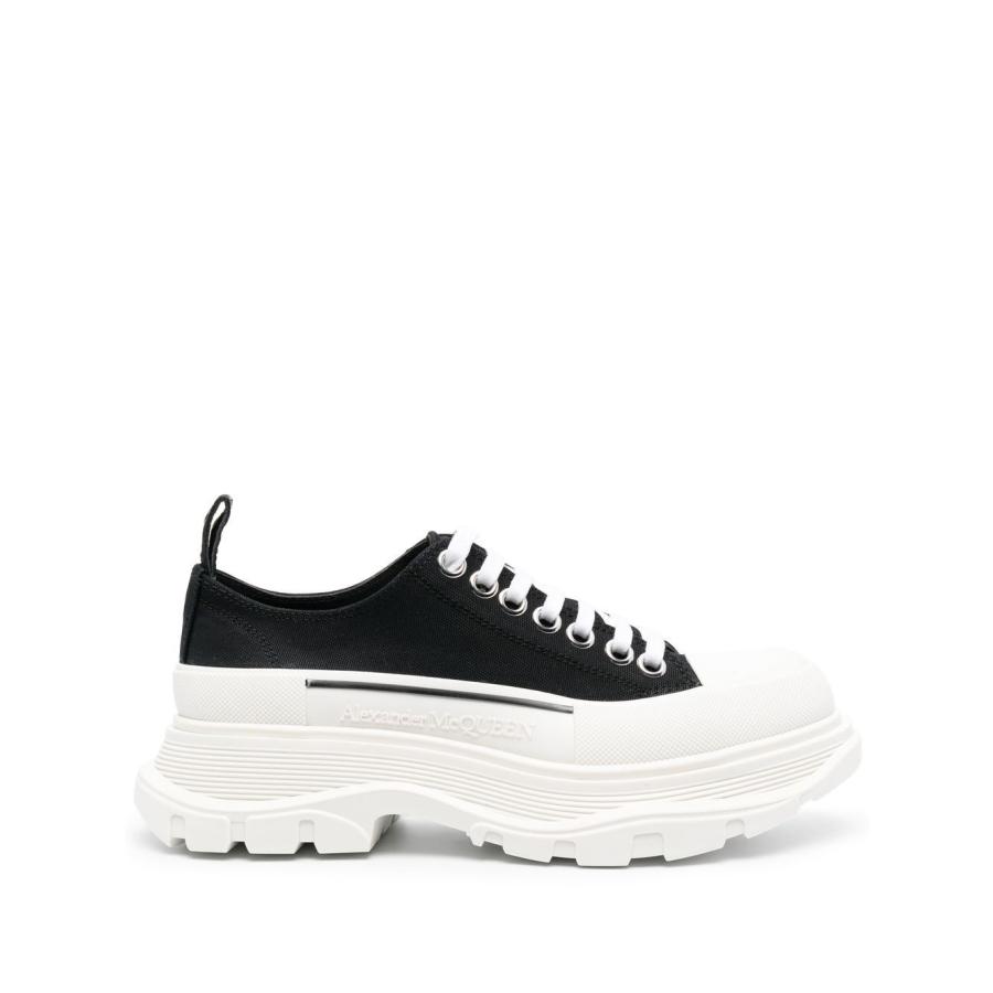 Alexander McQueen Tread Slick Lace Up Sneakers in Black/White by ALEXANDER MCQUEEN