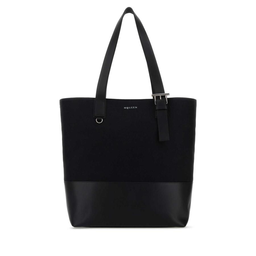 Alexander Mcqueen Black Canvas Shopping Bag by ALEXANDER MCQUEEN