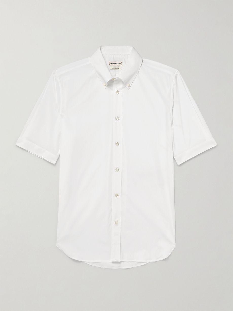 Brad Pitt Button-Down Collar Cotton-Blend Poplin Shirt by ALEXANDER MCQUEEN