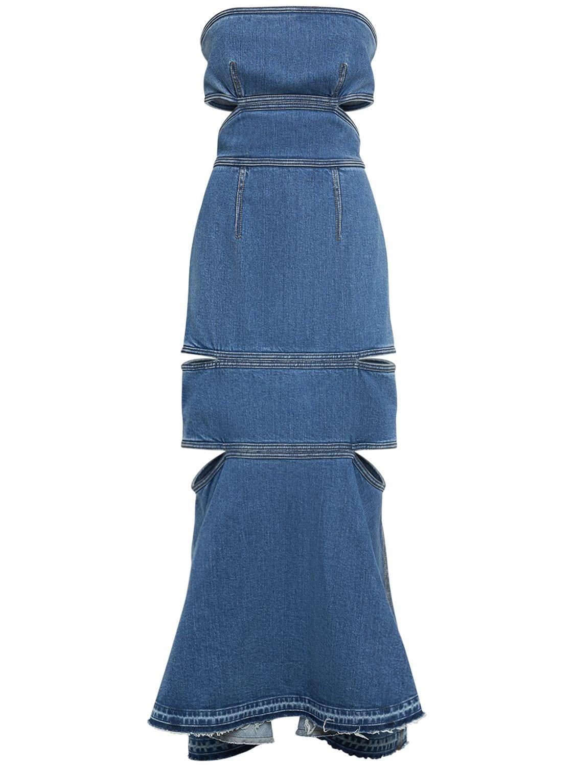 Cutout Denim Midi Dress by ALEXANDER MCQUEEN