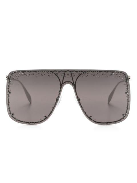 rhinestone-embellished shield-frame sunglasses by ALEXANDER MCQUEEN EYEWEAR