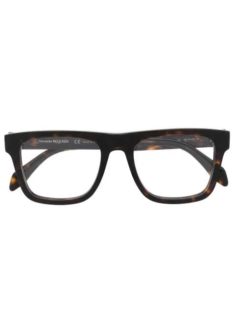 tortoiseshell-effect square-frame glasses by ALEXANDER MCQUEEN EYEWEAR