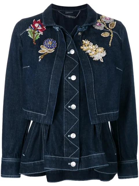 Embroidered Denim Peplum jacket by ALEXANDER MCQUEEN