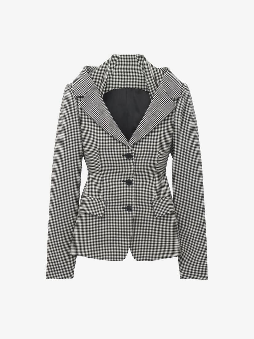 Gingham Check Off-the-shoulder Harness Jacket by ALEXANDER MCQUEEN