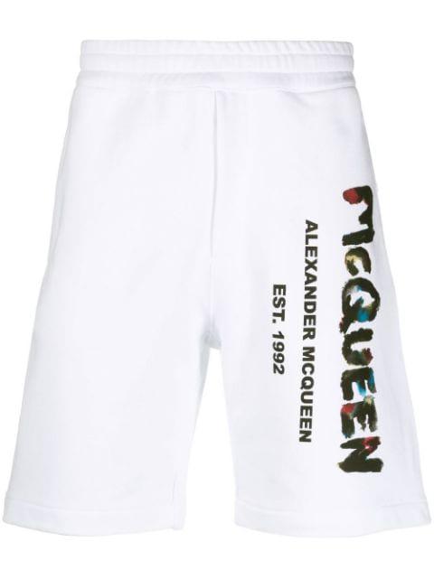 Graffiti-print cotton track shorts by ALEXANDER MCQUEEN
