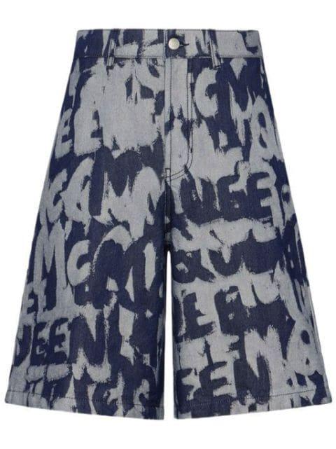 Graffiti-print denim shorts by ALEXANDER MCQUEEN